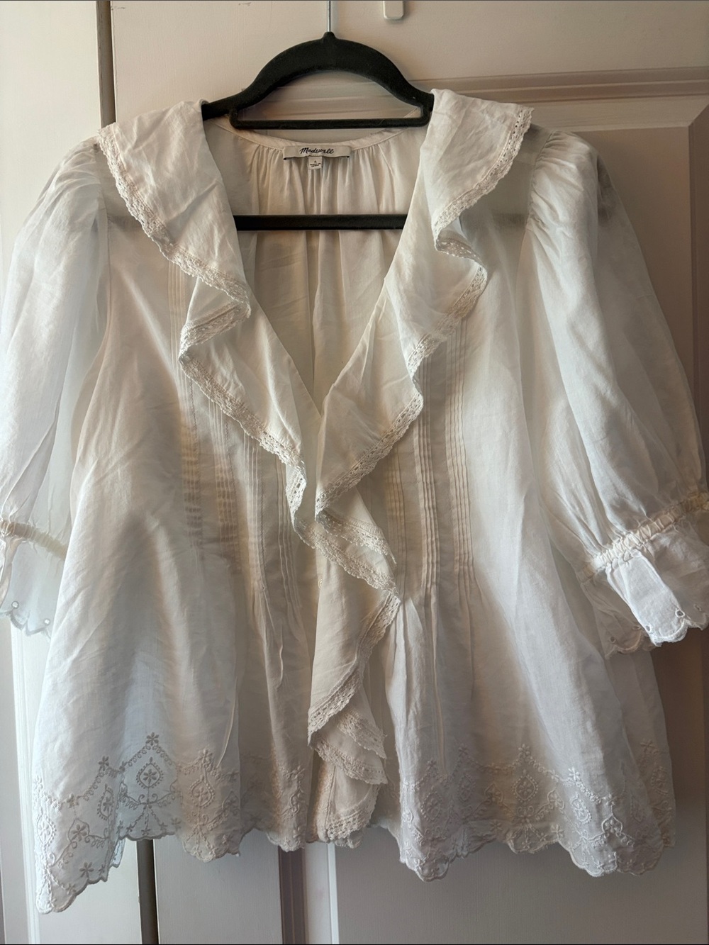 Madewell Lightweight White Women's Ruffled Blouse